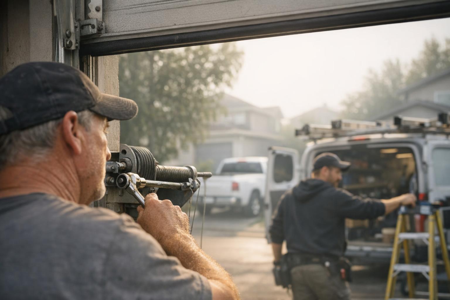 Extension Springs in Garage Door: Extension Springs are metal coils attached to the sides of a garage — visual guide