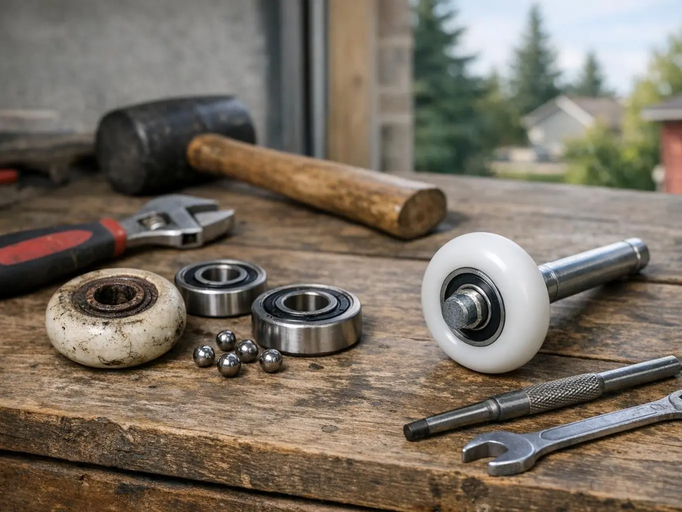 Weather-sealed residential garage door protecting against Devon winter