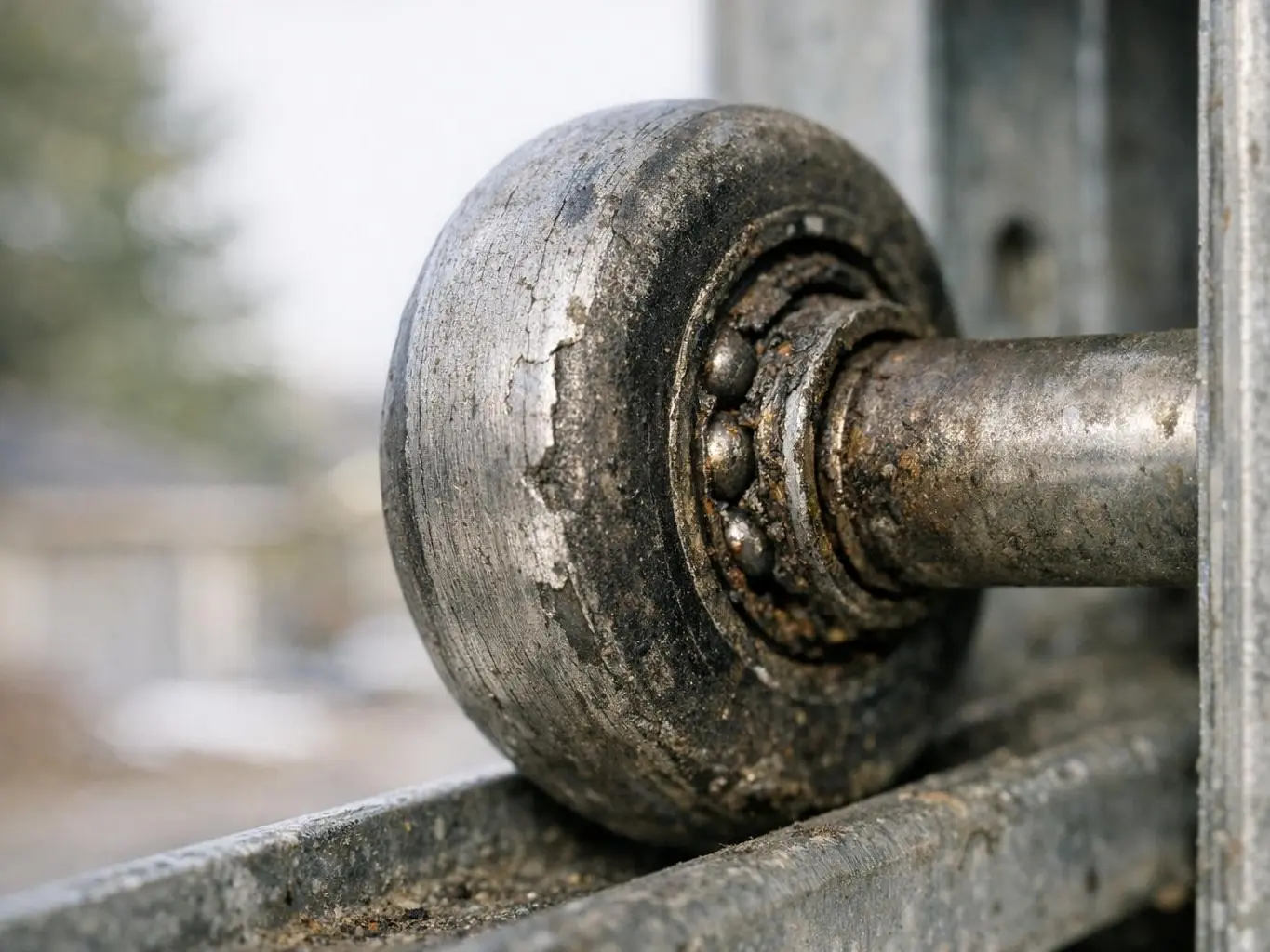 Garage door maintenance service truck in Downtown Devon
