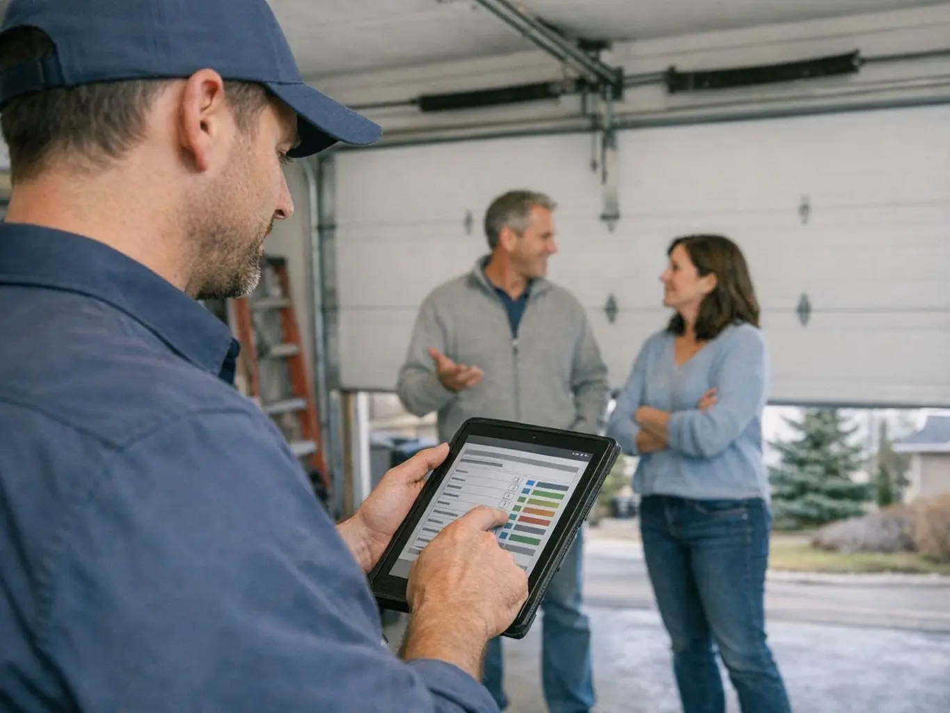 Garage door spring replacement on modern Beaumont home in Bridgewater neighborhood