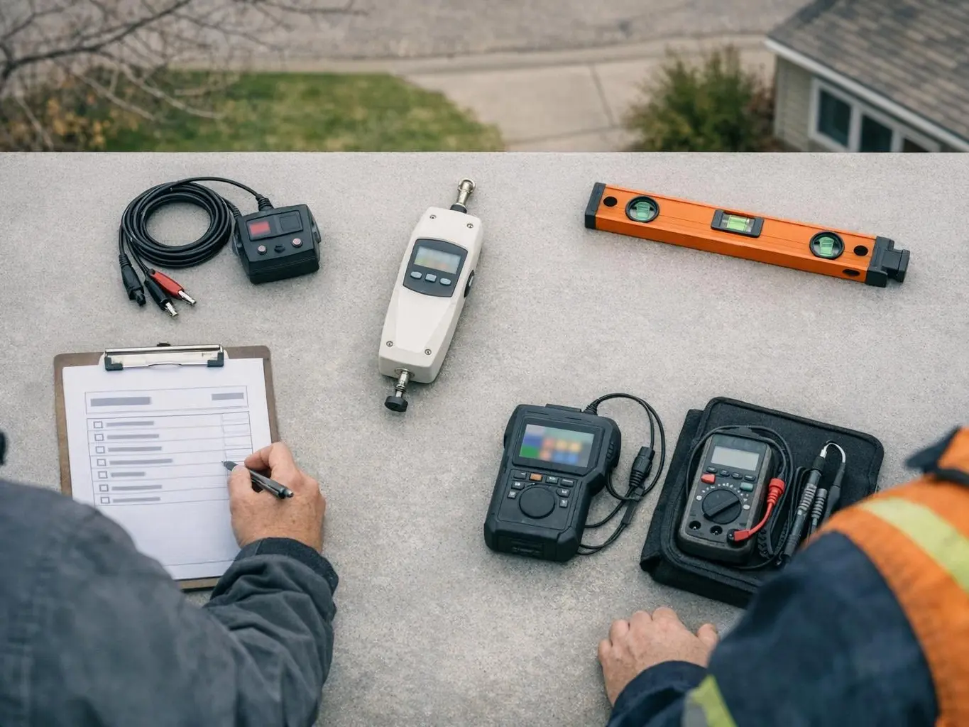 Residential garage door installation in Leduc home during winter