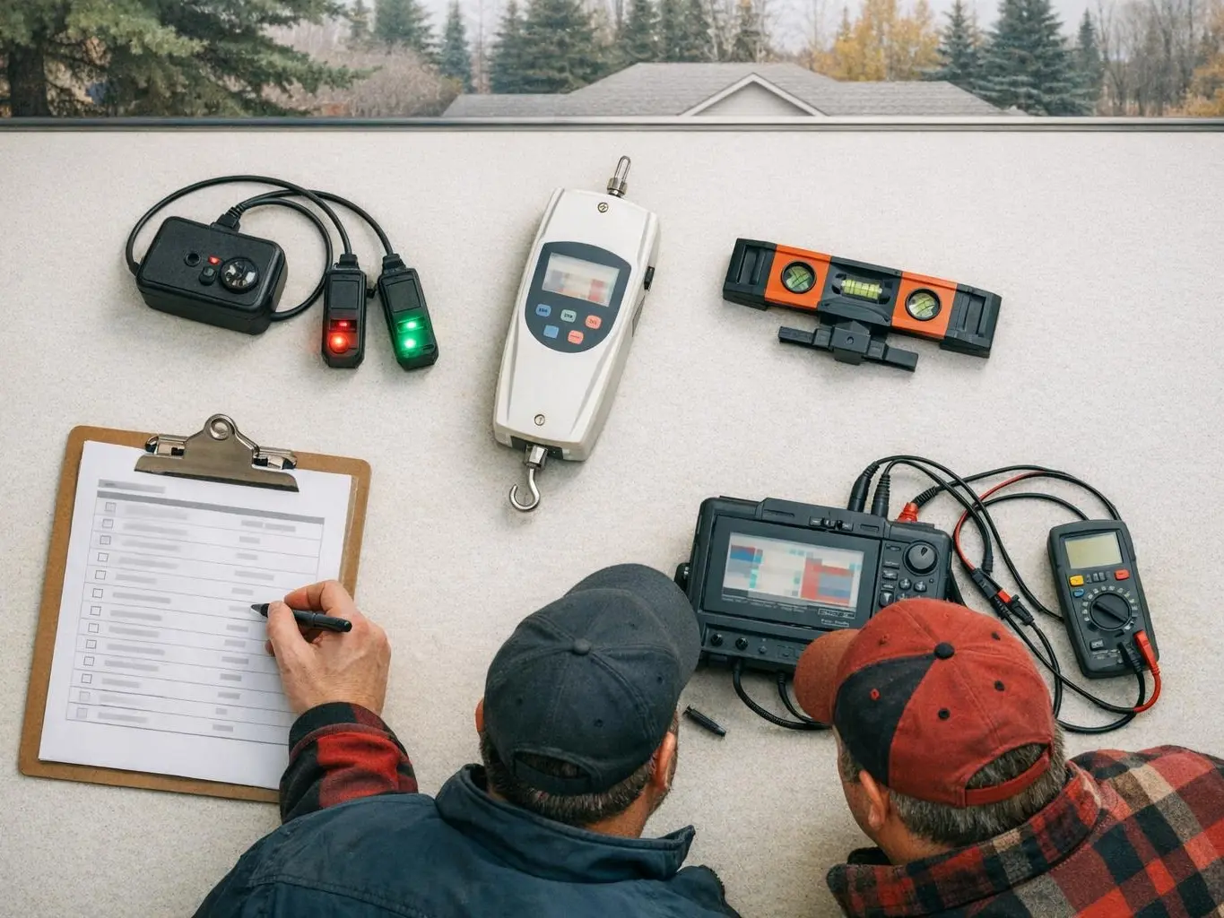 Commercial garage door repair at Leduc Industrial Park facility