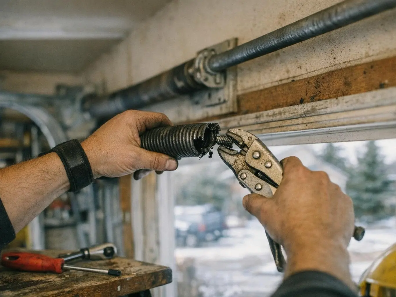 Emergency Release in Garage Door: Emergency Release is a manual mechanism that allows a garage door to — visual guide