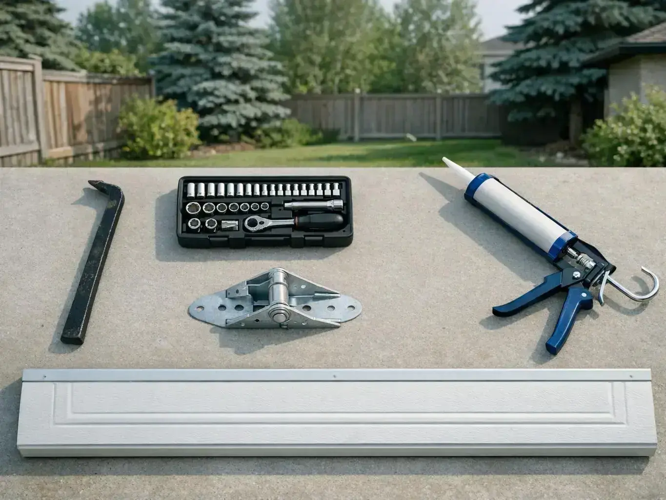 Heavy-duty cold-rated lock and security hardware installed on Wihkwentowin garage door in winter conditions